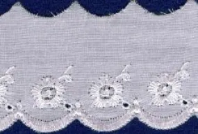 White Cotton / Polyester Cotton Lace. 50mm x 27m.